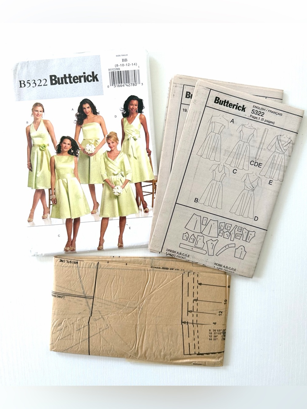 Uncut Butterick Fit n flair Dress neckline & sleeve variations Pattern sz 8-14 - Picture 3 of 16